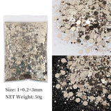 50g Shiny Nail Art Glitter Powder Gold Silver Metallic Pigment Design Dust Decorations Accessories for Gel Nail Polish 0.2mm