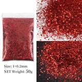 50g Shiny Nail Art Glitter Powder Gold Silver Metallic Pigment Design Dust Decorations Accessories for Gel Nail Polish 0.2mm