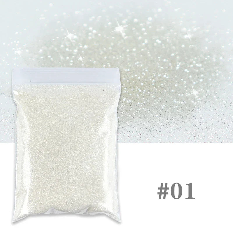 50g Shiny Nail Art Glitter Powder Gold Silver Metallic Pigment Design Dust Decorations Accessories for Gel Nail Polish 0.2mm