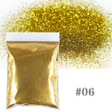 50g Shiny Nail Art Glitter Powder Gold Silver Metallic Pigment Design Dust Decorations Accessories for Gel Nail Polish 0.2mm