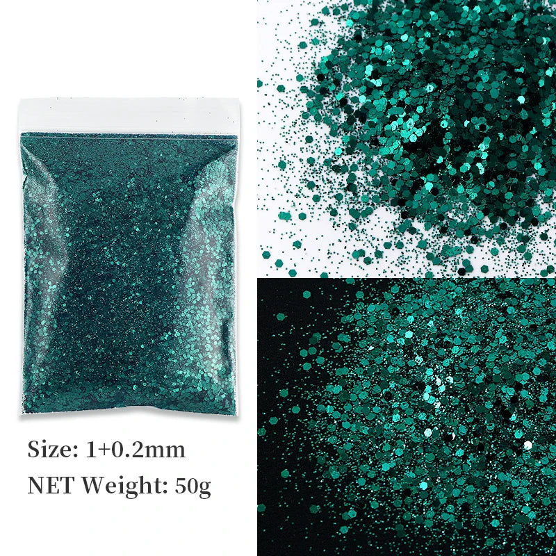 50g Shiny Nail Art Glitter Powder Gold Silver Metallic Pigment Design Dust Decorations Accessories for Gel Nail Polish 0.2mm