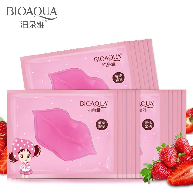 50pcs BIOAQUA Plumper Crystal Collagen Lip Mask Pads Moisture Essence Anti Ageing Wrinkle Patch Pad Gel Lips Enhancer Care