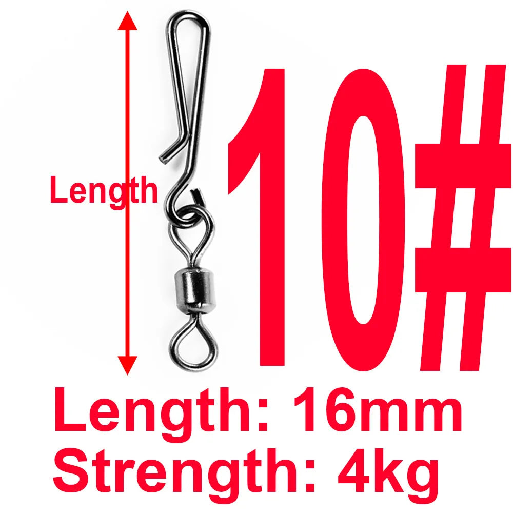 50pcs Box Rolling Swivel With Hanging Snap Fishing Tackle Fishhooks Lure Line Bait Fishing Connector Carp Solid Rings Swivels