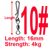 50pcs Box Rolling Swivel With Hanging Snap Fishing Tackle Fishhooks Lure Line Bait Fishing Connector Carp Solid Rings Swivels