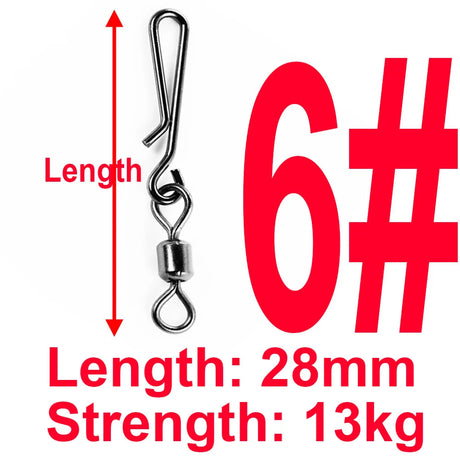 50pcs Box Rolling Swivel With Hanging Snap Fishing Tackle Fishhooks Lure Line Bait Fishing Connector Carp Solid Rings Swivels