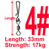 50pcs Box Rolling Swivel With Hanging Snap Fishing Tackle Fishhooks Lure Line Bait Fishing Connector Carp Solid Rings Swivels