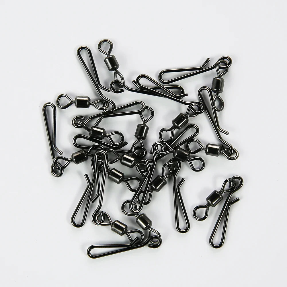 50pcs Box Rolling Swivel With Hanging Snap Fishing Tackle Fishhooks Lure Line Bait Fishing Connector Carp Solid Rings Swivels