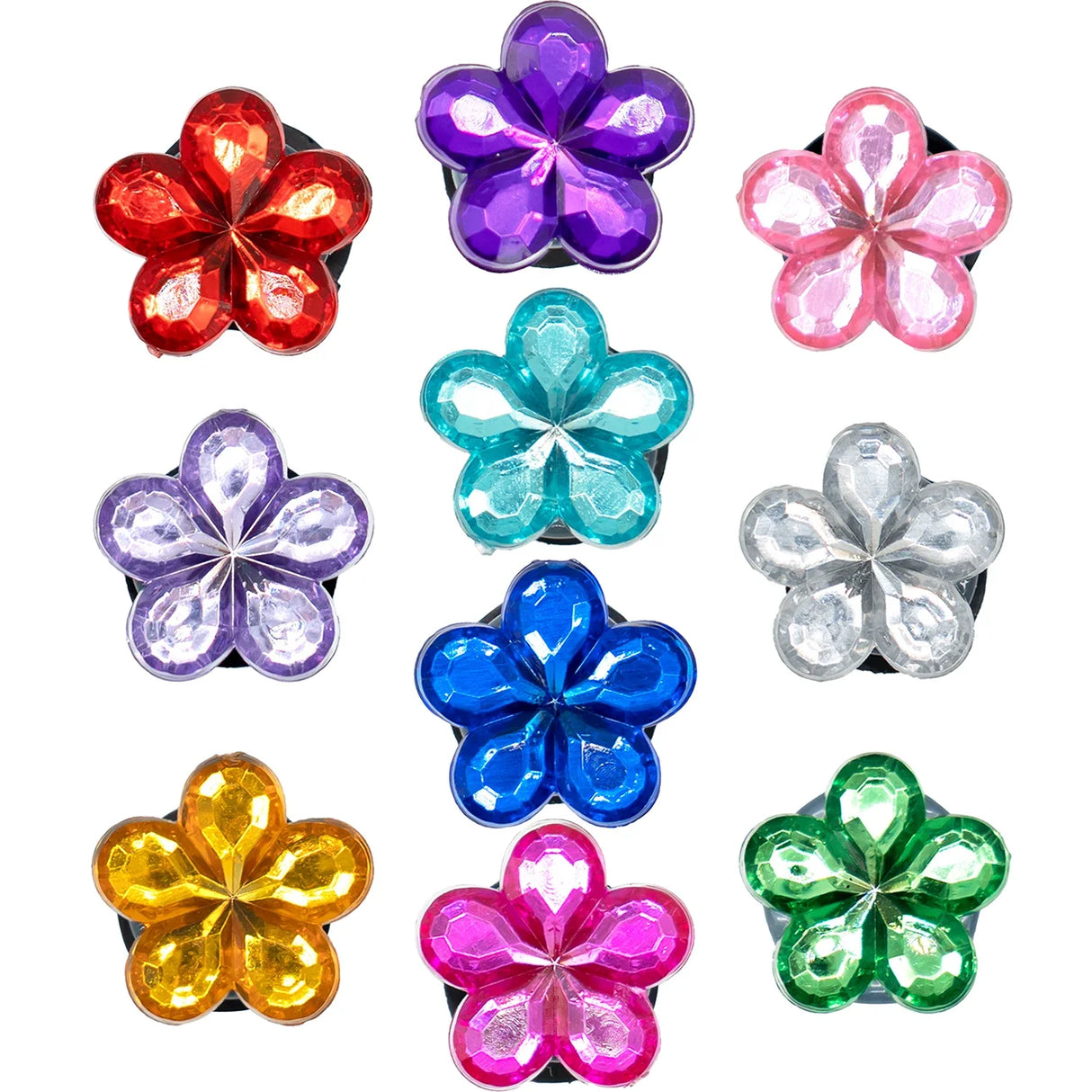 50pcs Heart Round Flower Shape Crystal Charms for Croc Women Colourful Croc Accessories Girls Kids Clog Buckles fit Wristband