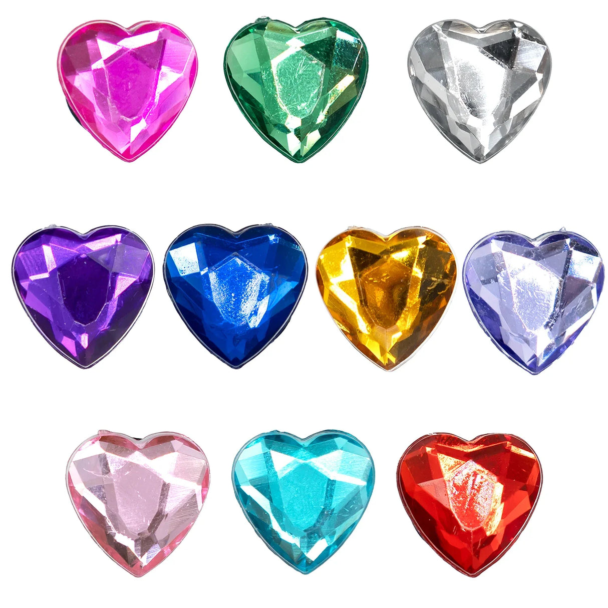 50pcs Heart Round Flower Shape Crystal Charms for Croc Women Colourful Croc Accessories Girls Kids Clog Buckles fit Wristband