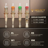 50pcs Mixed Sizes EZ V-Select Cartridge Tattoo Needle kits RL RS M1 CM Disposable Tattoo Kits for Rotary Tattoo Pen