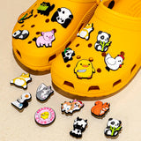 50pcs PVC Cats Dogs Shoe Charms Animal Shoe Decorations Pin for Kids Girls Gift Panda Lion Garden Sandal Accessories Clog Buckle