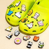 50pcs PVC Cats Dogs Shoe Charms Animal Shoe Decorations Pin for Kids Girls Gift Panda Lion Garden Sandal Accessories Clog Buckle