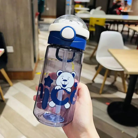 550/650ml Cute Water Bottle for Girls with Lid Straw Sticker Plastic Juice Milk Portable Kawaii Tumbler Children's Drinkware