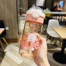 550/650ml Cute Water Bottle for Girls with Lid Straw Sticker Plastic Juice Milk Portable Kawaii Tumbler Children's Drinkware