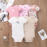 5PCS/Lot Baby Boys Girls Bodysuits 100% Cotton Short Sleeves Kids Clothes 6-24 Month Newborn Baby Clothing bebe Jumpsuit