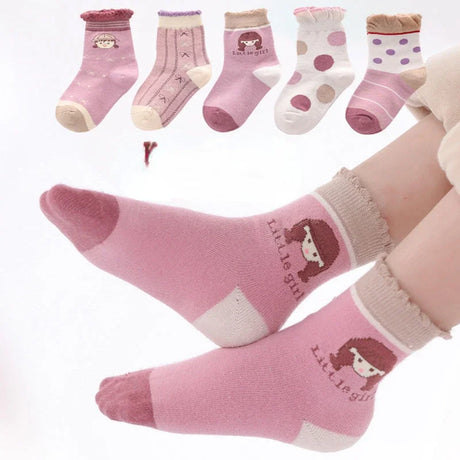 5Pairs Children Socks Cotton Boy Girl Baby Infant Cute Cartoon Soft Warm Stripe Fashion For Autumn Winter Kids Sport Socks