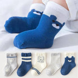 5Pairs/Lot Cute Cartoon Baby Socks Spring Autumn Casual Mid Tube Sock for Toddler Boy Girl Kawaii Bear Kids Sport Socks