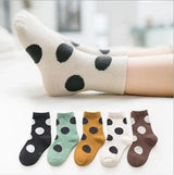 5Pairs/Lot Kids Children Socks 1-12Year Fashion Dot Baby Boys Girls Socks