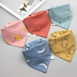 5Pcs/Lot Baby Bibs Cotton Bibs Cartoon Print Saliva Towel Baby Boys Girls Bibs Newborn Feeding Bibs Unisex Cute Bandana Bibs