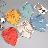 5Pcs/Lot Baby Bibs Cotton Bibs Cartoon Print Saliva Towel Baby Boys Girls Bibs Newborn Feeding Bibs Unisex Cute Bandana Bibs