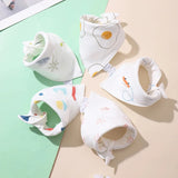 5Pcs/Lot Baby Bibs Cotton Bibs Cartoon Print Saliva Towel Baby Boys Girls Bibs Newborn Feeding Bibs Unisex Cute Bandana Bibs