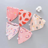 5Pcs/Lot Baby Bibs Cotton Bibs Cartoon Print Saliva Towel Baby Boys Girls Bibs Newborn Feeding Bibs Unisex Cute Bandana Bibs