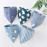 5Pcs/Lot Baby Bibs Cotton Bibs Cartoon Print Saliva Towel Baby Boys Girls Bibs Newborn Feeding Bibs Unisex Cute Bandana Bibs