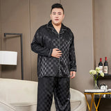 5XL Big Size Pajamas For Men 165KG Spring Summer Ice Silk Satin Cool Pajama Man Set Casual Loose Luxury Print Sleepwear Pijama