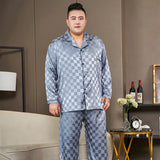 5XL Big Size Pajamas For Men 165KG Spring Summer Ice Silk Satin Cool Pajama Man Set Casual Loose Luxury Print Sleepwear Pijama