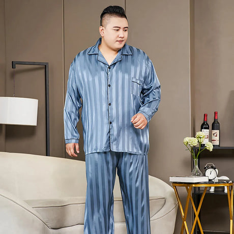 5XL Big Size Pajamas For Men 165KG Spring Summer Ice Silk Satin Cool Pajama Man Set Casual Loose Luxury Print Sleepwear Pijama