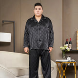 5XL Big Size Pajamas For Men 165KG Spring Summer Ice Silk Satin Cool Pajama Man Set Casual Loose Luxury Print Sleepwear Pijama