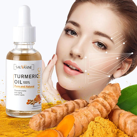 5pcs Face Care Sets Turmeric Facial Acne Cleansing Cream Anti-Aging Serum Dark Skin Moisturizing Spots Turmeric Fade O8B2