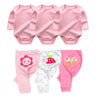 6/8Pieces Cotton Bodysuits+Pants Baby Girl Clothes Sets New Born Long Sleeve Baby Boy Clothes Autumn Winter Cartoon Print Bebes