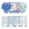 6/8Pieces Cotton Bodysuits+Pants Baby Girl Clothes Sets New Born Long Sleeve Baby Boy Clothes Autumn Winter Cartoon Print Bebes