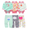 6/8Pieces Cotton Bodysuits+Pants Baby Girl Clothes Sets New Born Long Sleeve Baby Boy Clothes Autumn Winter Cartoon Print Bebes