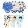 6/8Pieces Cotton Bodysuits+Pants Baby Girl Clothes Sets New Born Long Sleeve Baby Boy Clothes Autumn Winter Cartoon Print Bebes