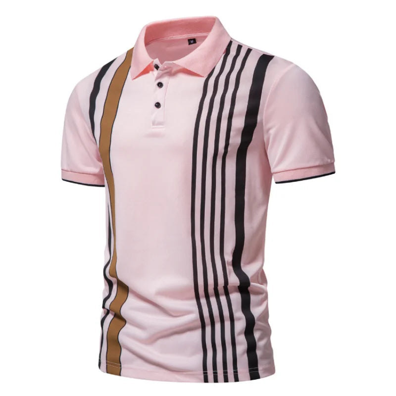 6 Colors! 2023 New Summer Men's Polo T-shirt Turn-down Collar Striped Breathable Fashion T-shirts Casual Tees  pro choice