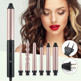 6 In 1 Professional Hair Curler Long-lasting Fast Heating Curling Iron Wave Wands Rotating Hair Styling Appliances 9-32mm