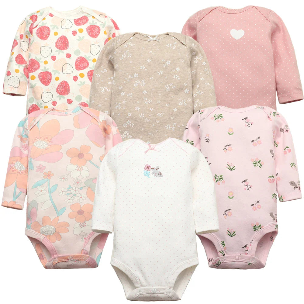 6 PCS/Lot Baby Boys Girls Bodysuit Long Sleeve 100% Cotton Baby Boys Clothes Newborn Body Bebe Jumpsuit Clothing kids Costume