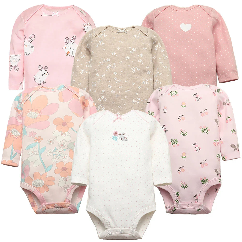 6 PCS/Lot Baby Boys Girls Bodysuit Long Sleeve 100% Cotton Baby Boys Clothes Newborn Body Bebe Jumpsuit Clothing kids Costume