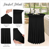 6 Packs 32"x 43" Round Cocktail Table Skirt,Spandex Stretch  cloth with Wavy Drapes, Spandex Fitted High Top