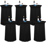 6 Packs 32"x 43" Round Cocktail Table Skirt,Spandex Stretch  cloth with Wavy Drapes, Spandex Fitted High Top