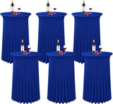 6 Packs 32"x 43" Round Cocktail Table Skirt,Spandex Stretch  cloth with Wavy Drapes, Spandex Fitted High Top