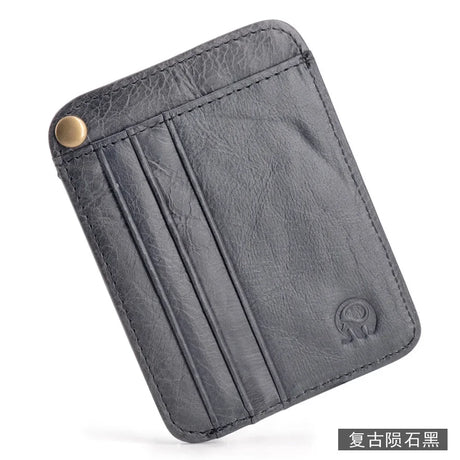 6 Slot Vintage Slim Oil Wax Cowhide Leather Wallet Credit ID Card Holder Purse Money Case for Men Women 2022 Fashion 11x8cm