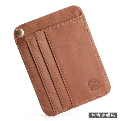 6 Slot Vintage Slim Oil Wax Cowhide Leather Wallet Credit ID Card Holder Purse Money Case for Men Women 2022 Fashion 11x8cm