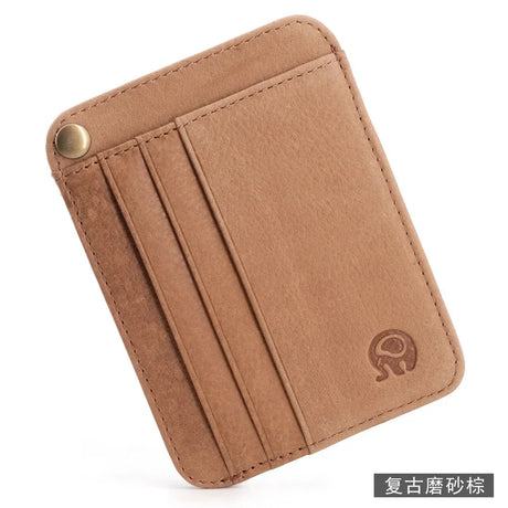 6 Slot Vintage Slim Oil Wax Cowhide Leather Wallet Credit ID Card Holder Purse Money Case for Men Women 2022 Fashion 11x8cm