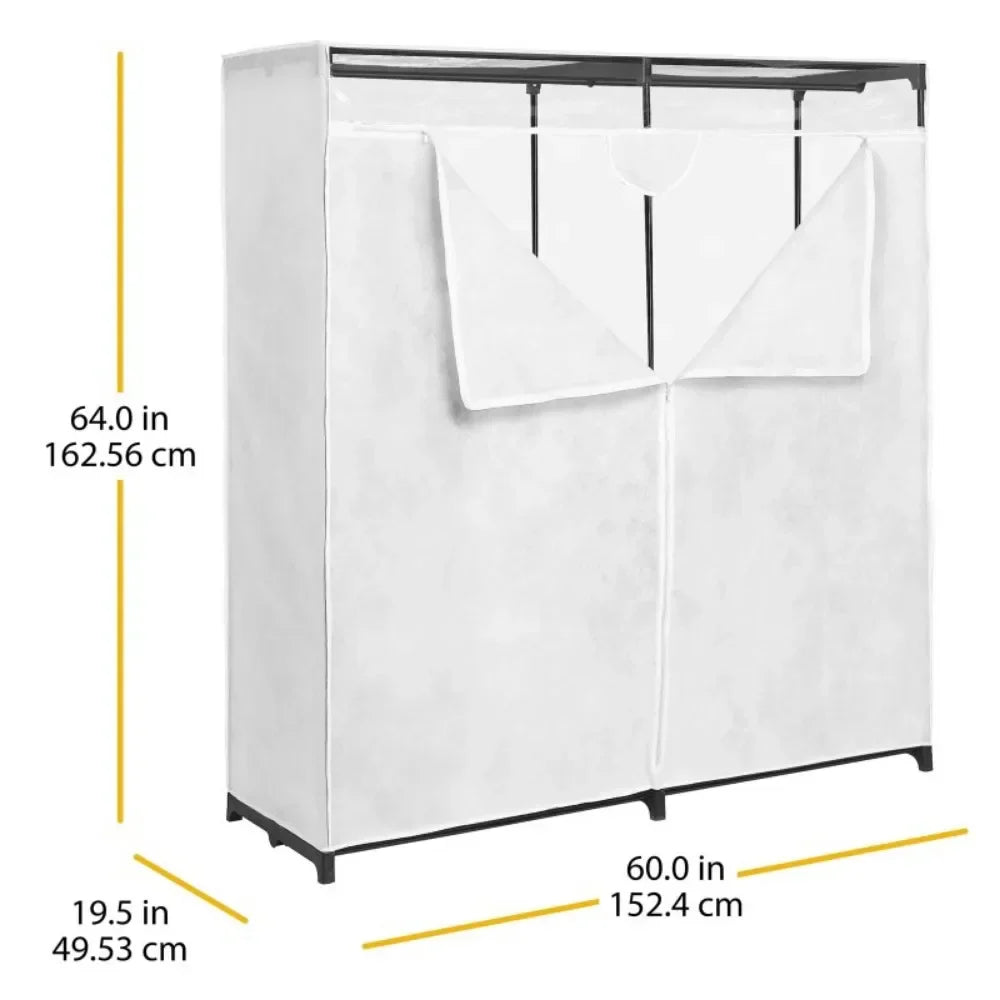 60-inch White Extra-Wide Portable Closets Wardrobe Cabinets for Living Room Storage Organizer