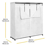 60-inch White Extra-Wide Portable Closets Wardrobe Cabinets for Living Room Storage Organizer