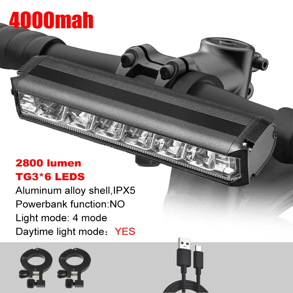 6000LM Bike Front Light Bicycle Lamp 8000Mah Aluminum Alloy Waterproof Flashlight Usb Charge Mountain Mtb Cycling Accessories