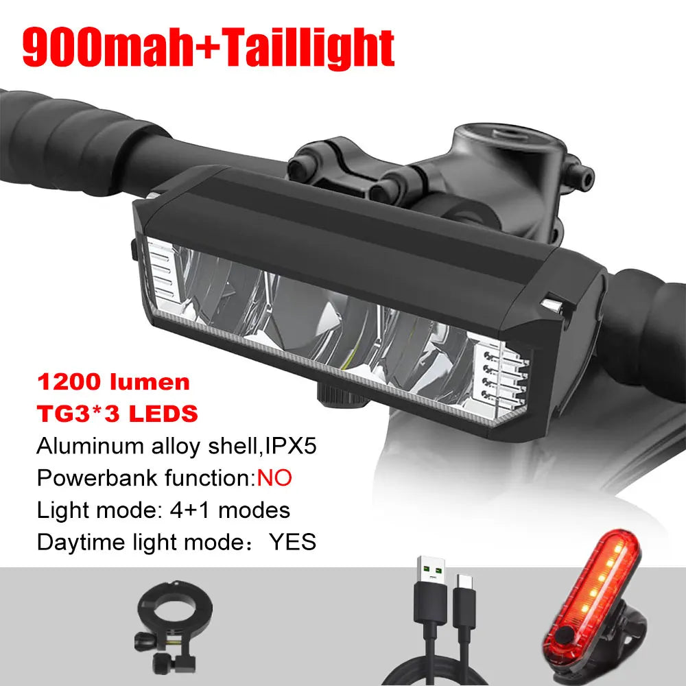 6000LM Bike Front Light Bicycle Lamp 8000Mah Aluminum Alloy Waterproof Flashlight Usb Charge Mountain Mtb Cycling Accessories